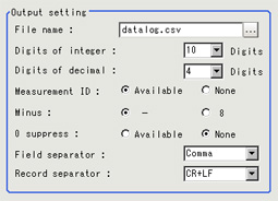 Output format - "Output setting" area Output format - "Output setting" area