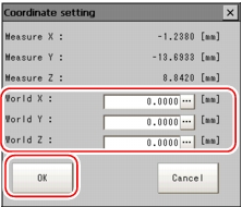 Coordinate Setting window