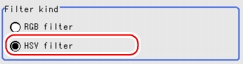 Filter Setting - Filter kind area