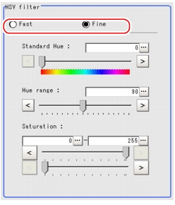 Filter Setting - HSV filter area