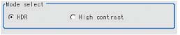 HDR settings - "Mode select" area