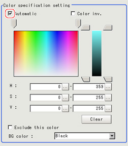 Color specification - "Color specification setting" area