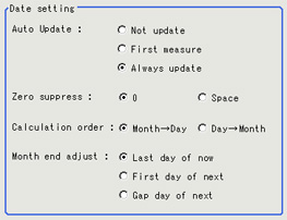 Date Parameters - "Date setting" area Date Parameters - "Date setting" area