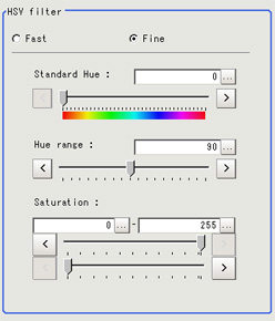 Filter setting - "HSV filter" area