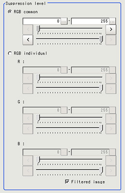 Filter setting - "Contrast emphasis level" area