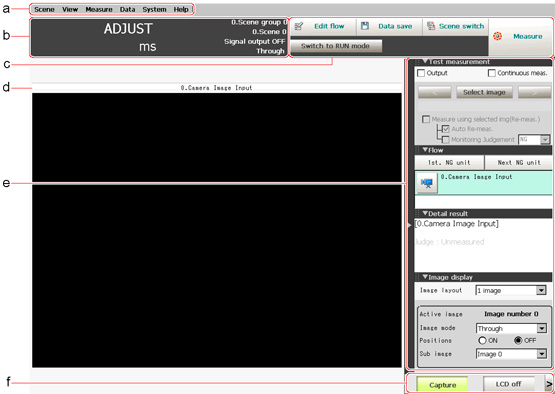 Illustration of Layout of Main Screen (ADJUST Window) Illustration of Layout of Main Screen (ADJUST Window)