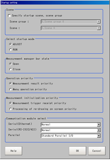 Startup Setting window Startup Setting window